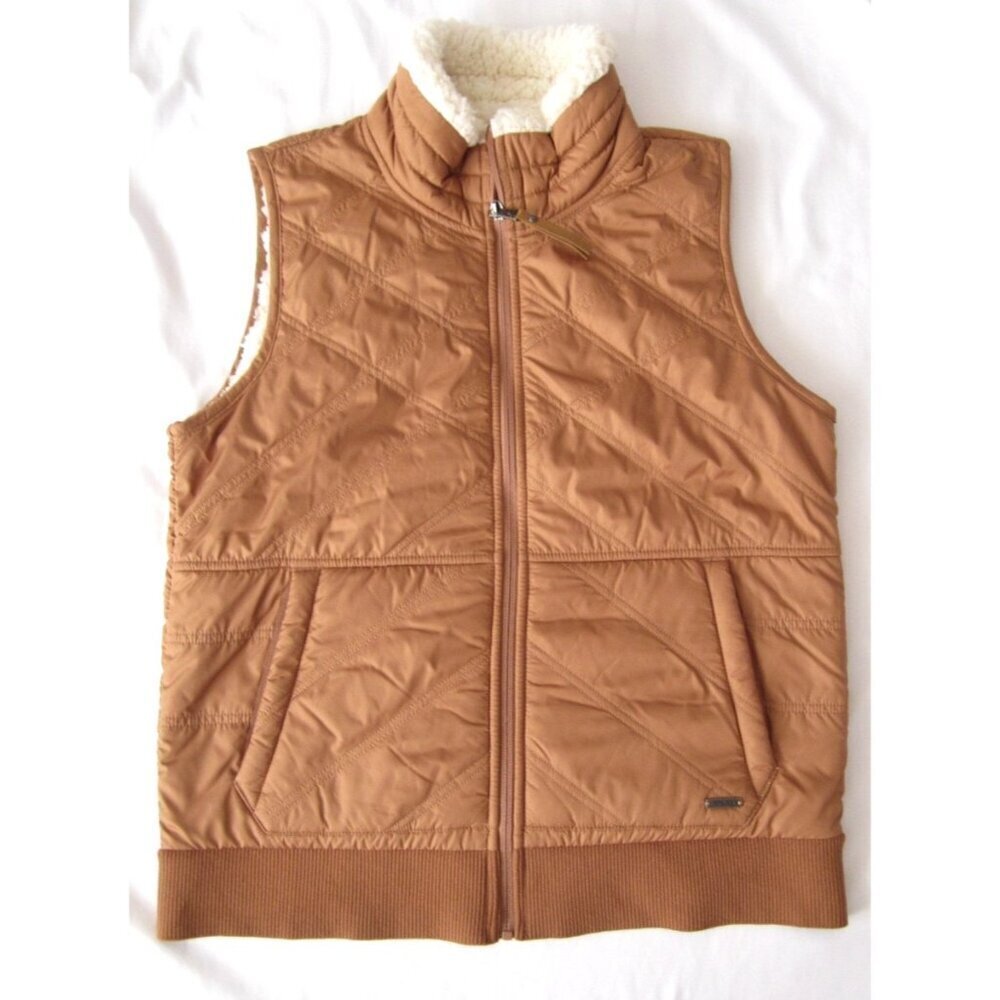 Women Prana Elsa Full Zip‎ Sherpa Quilt Line Polyester Vest Sz SML (WS84)